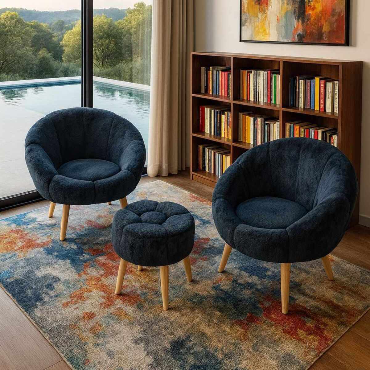Lida Wellsoft Fåtölj- och puffset (3 delar)