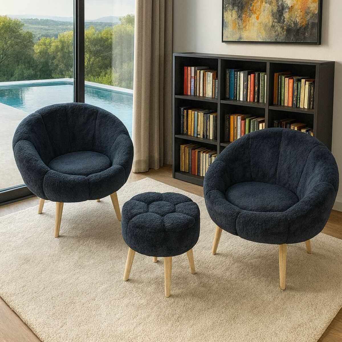 Lida Wellsoft Fåtölj- och puffset (3 delar)