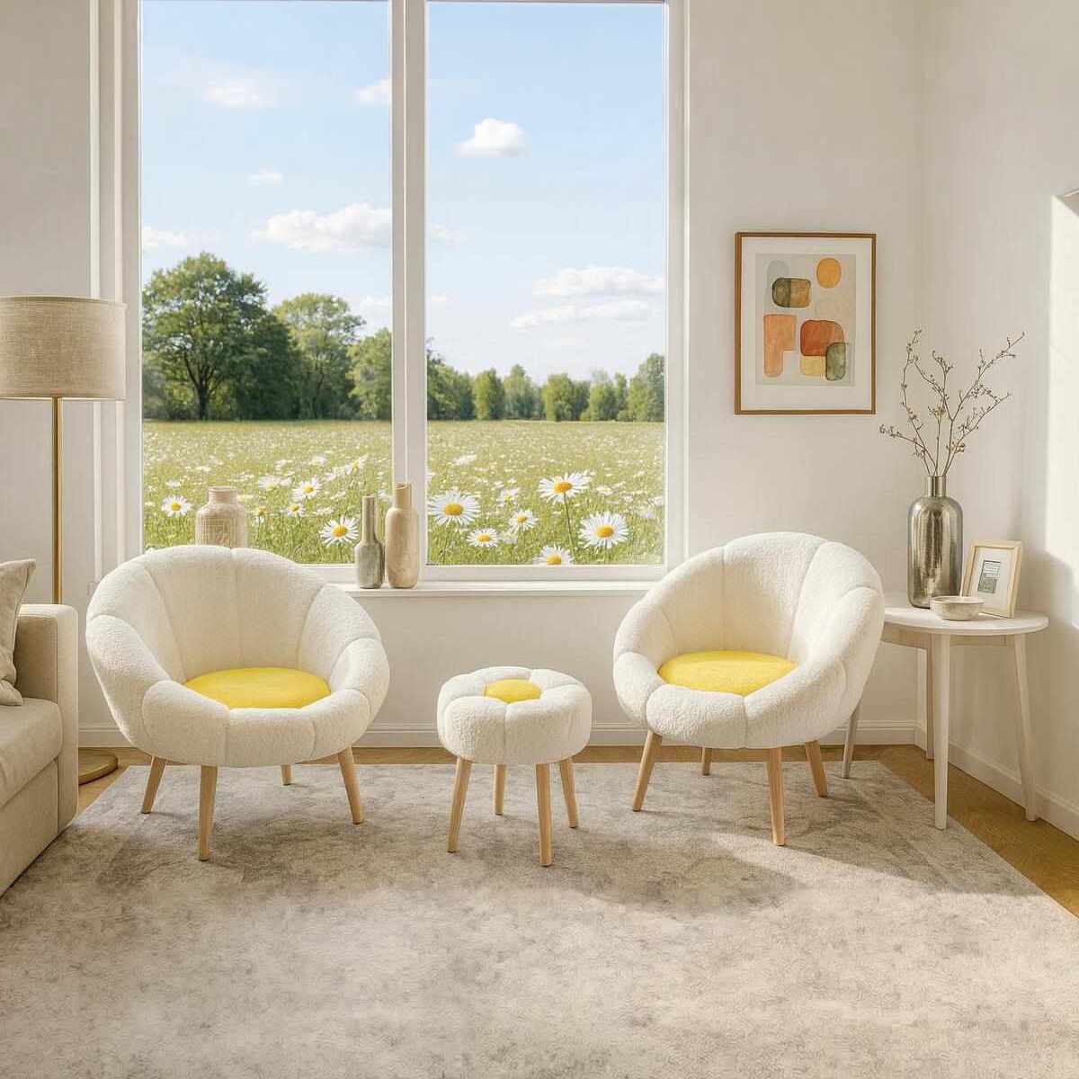 Lida Wellsoft Fåtölj- och puffset (3 delar)