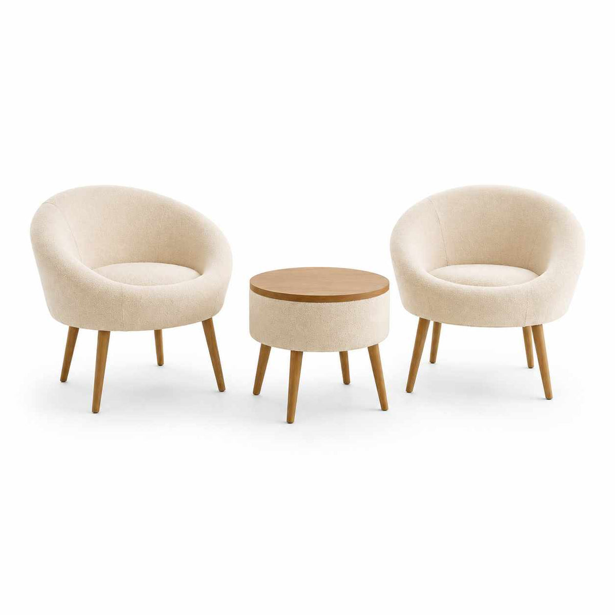 Lida Linen Fåtölj- och soffbordsset (3 delar)