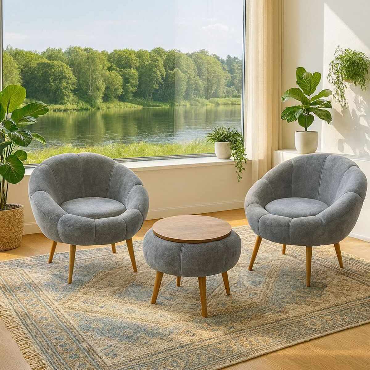 Lida Wellsoft Fåtölj- och soffbordsset (3 delar)