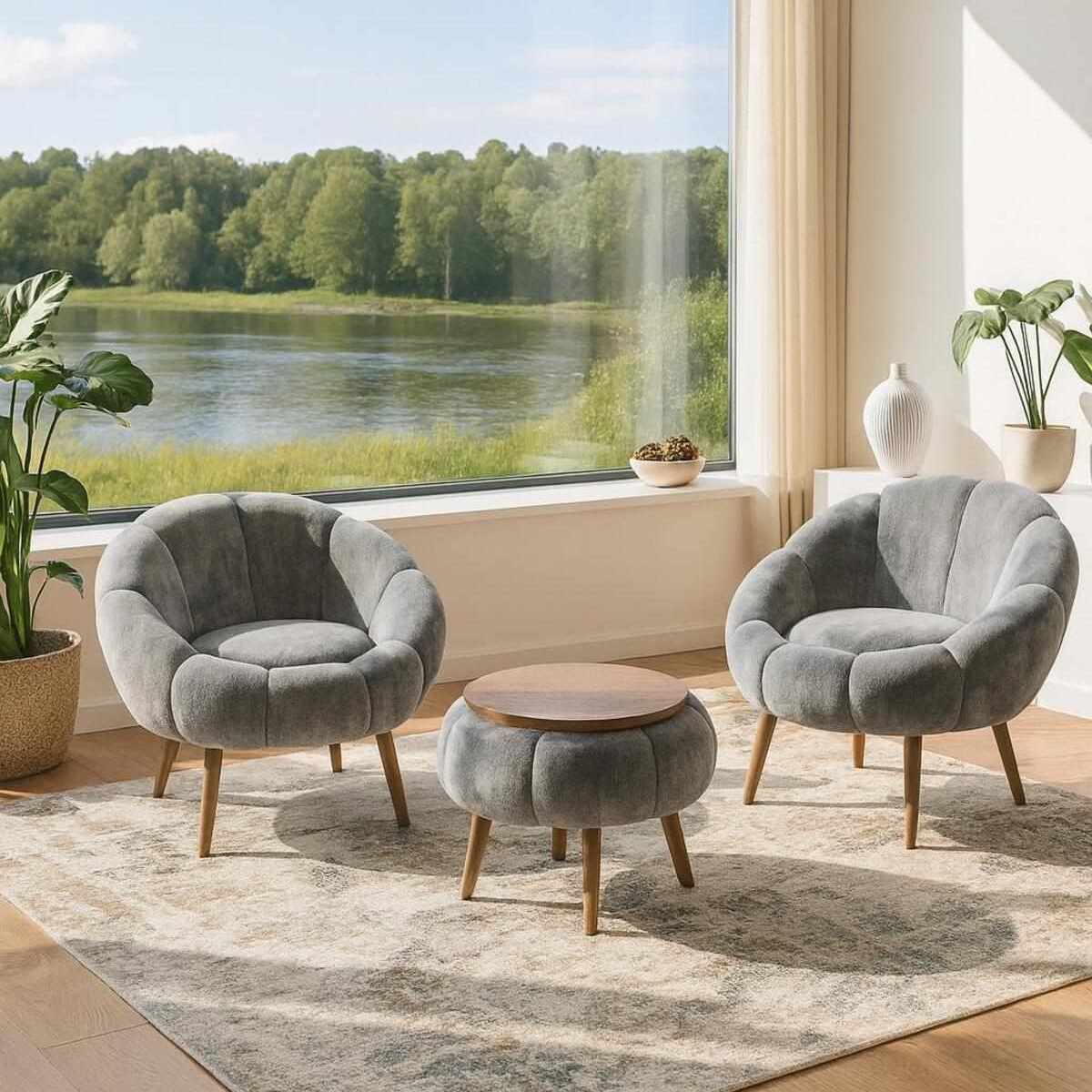 Lida Wellsoft Fåtölj- och soffbordsset (3 delar)