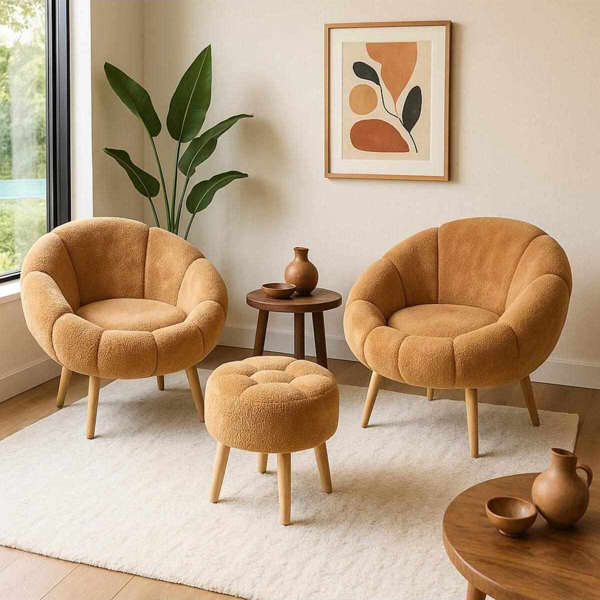 Lida Wellsoft Fåtölj- och puffset (3 delar)