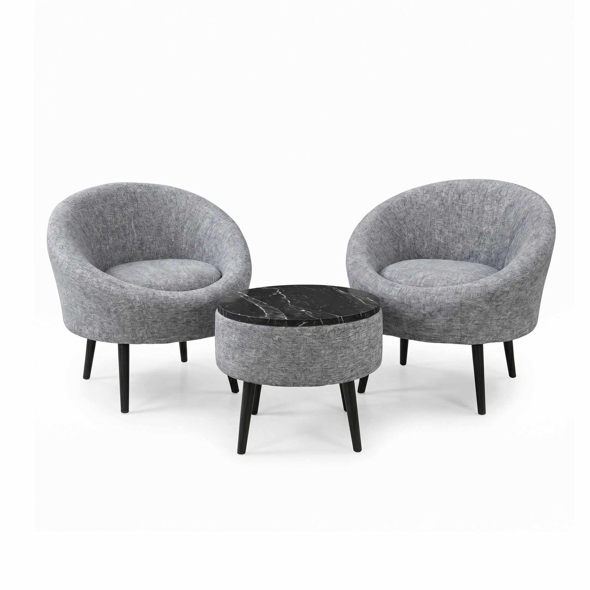 Lida Linen Fåtölj- och soffbordsset (3 delar)