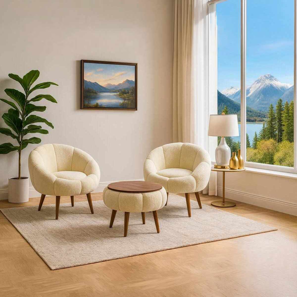 Lida Wellsoft Fåtölj- och soffbordsset (3 delar)