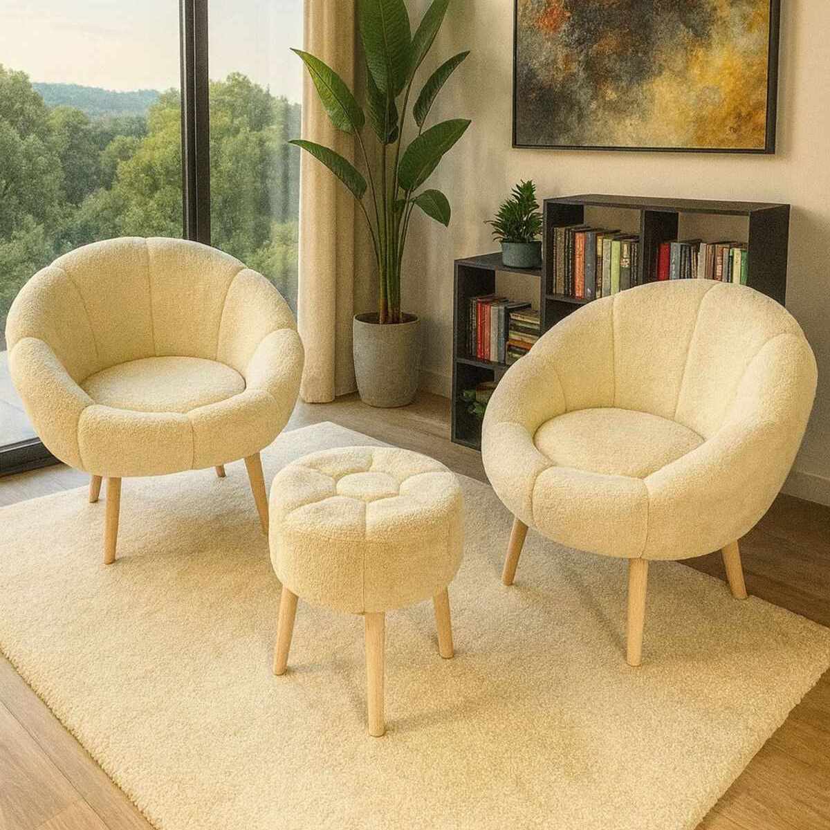 Lida Wellsoft Fåtölj- och puffset (3 delar)