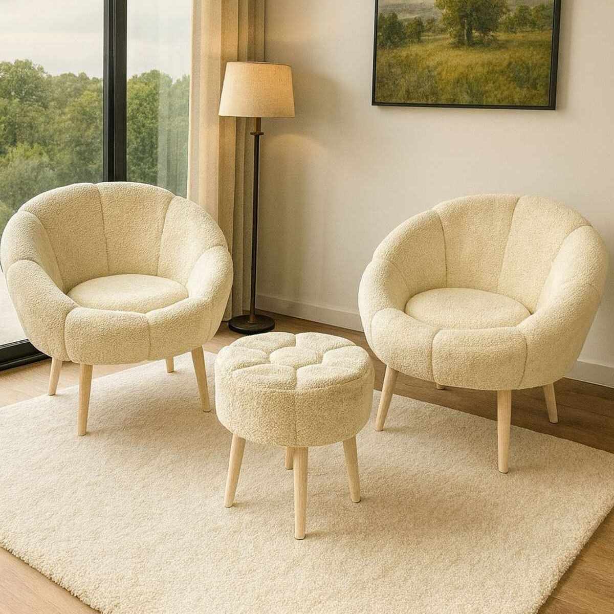 Lida Wellsoft Fåtölj- och puffset (3 delar)