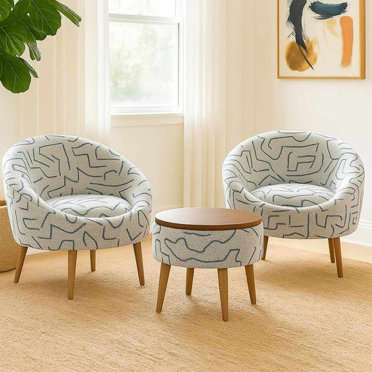 Lida Weave Fåtölj- och soffbordsset (3 delar)