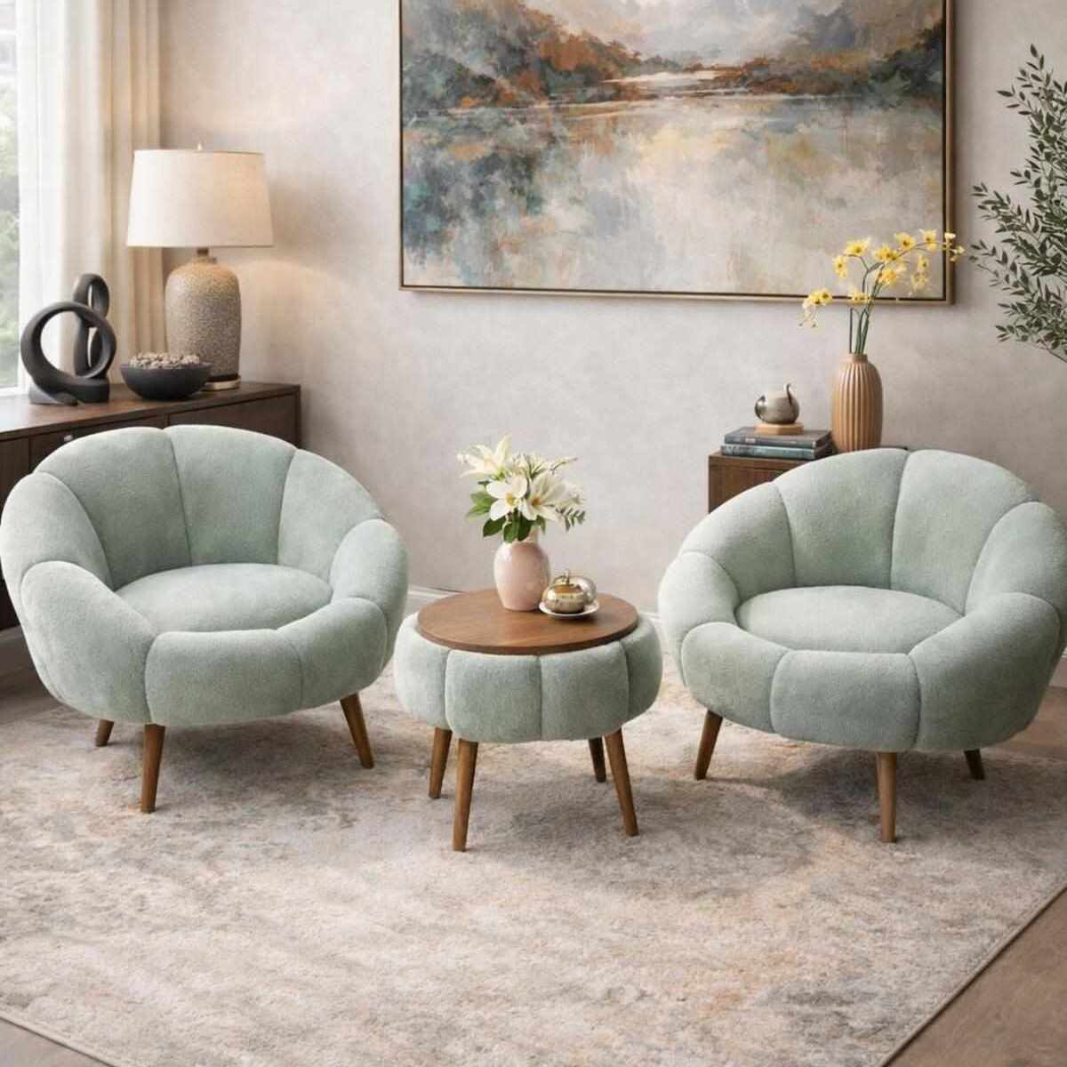 Lida Wellsoft Fåtölj- och soffbordsset (3 delar)