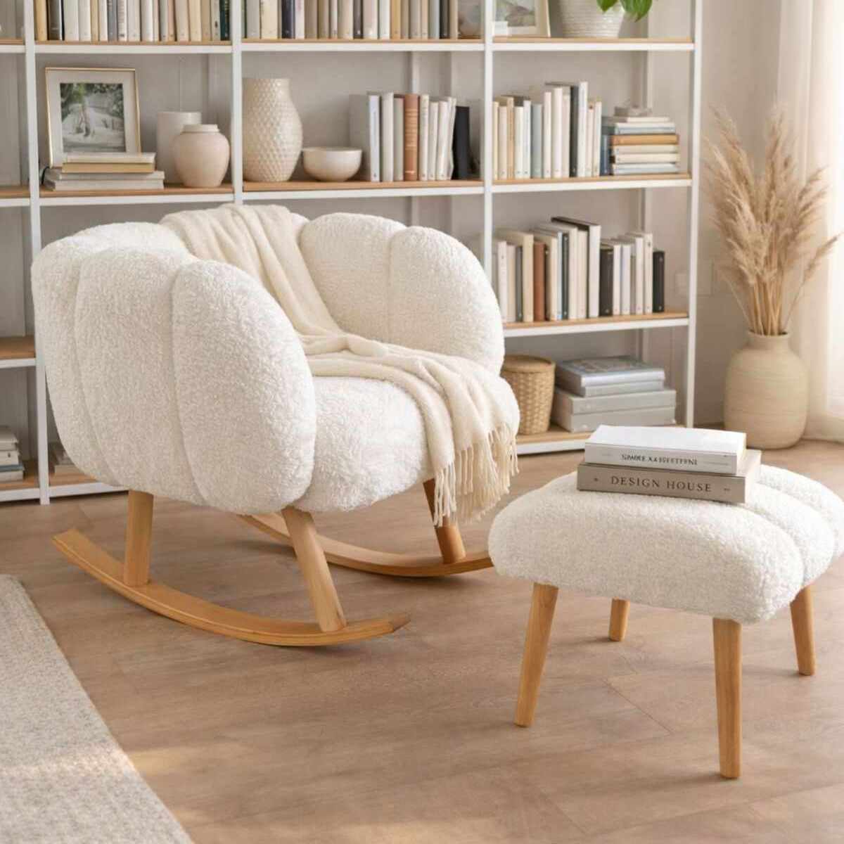 Lotus Fåtölj- och puffset (2 delar)