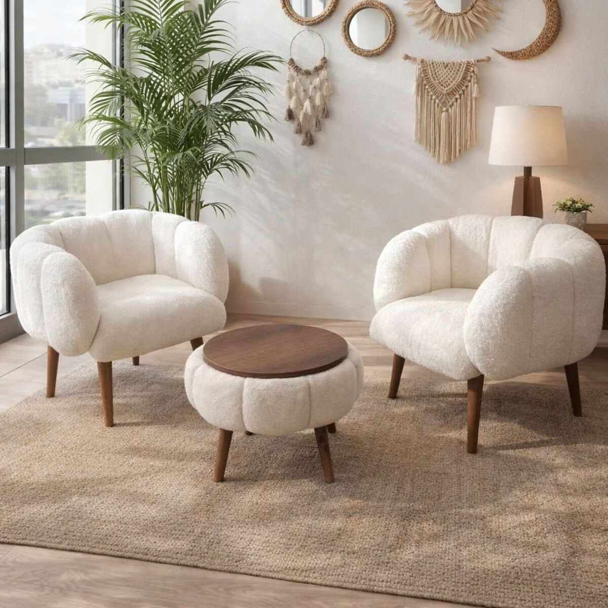 Lotus Wellsoft Fåtölj- och soffbordsset (3 delar)