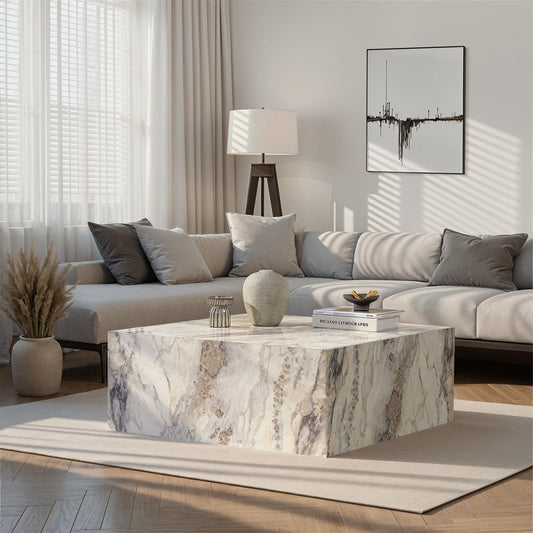 Prizma Soffbord 90x90 cm - Freesia Marble