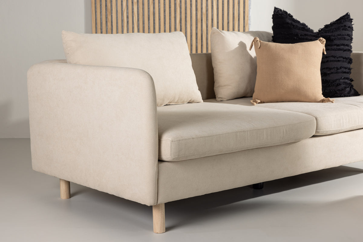 Zero 3-sits Soffa - Woodlook / Beige Fabric