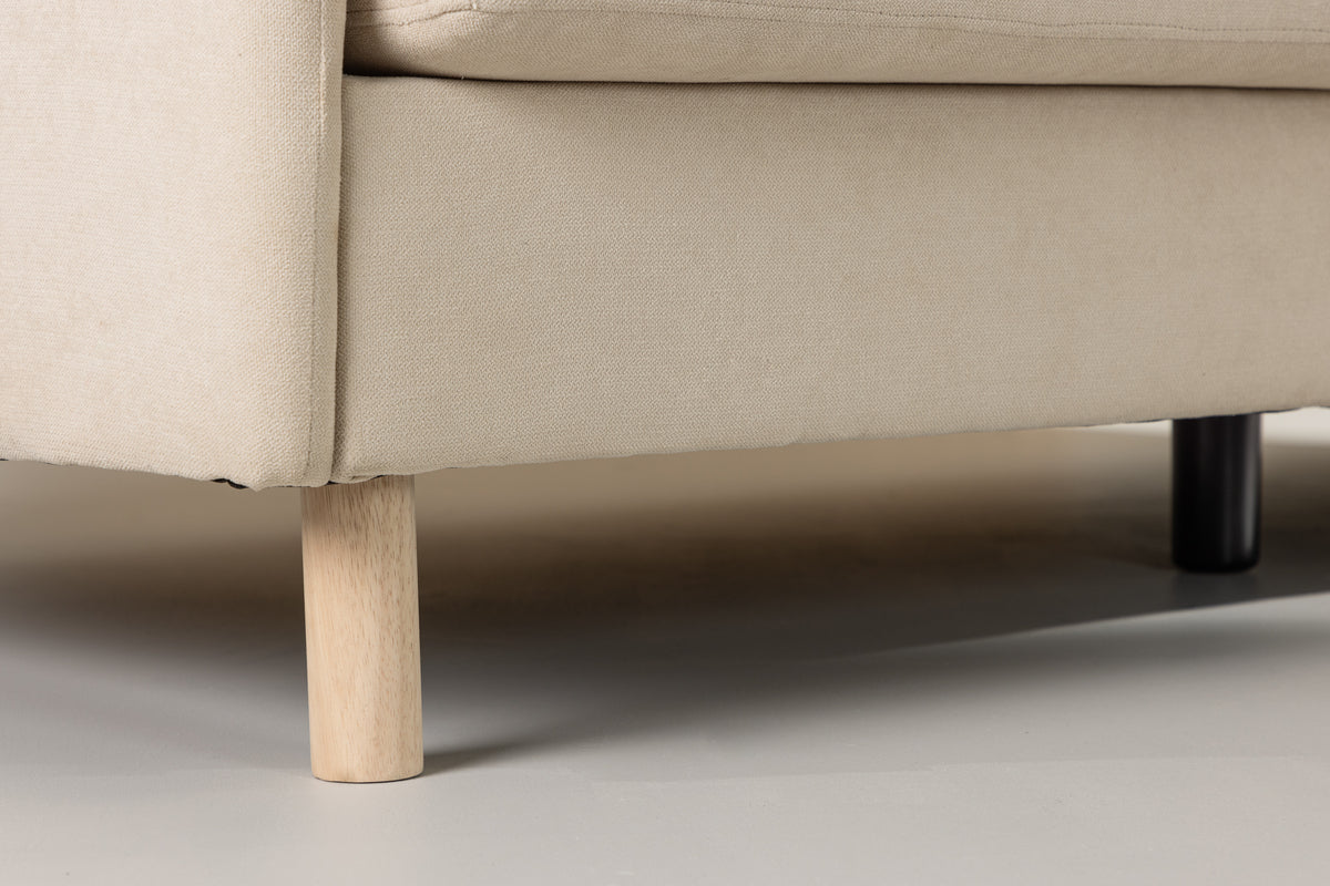 Zero 3-sits Soffa - Woodlook / Beige Fabric