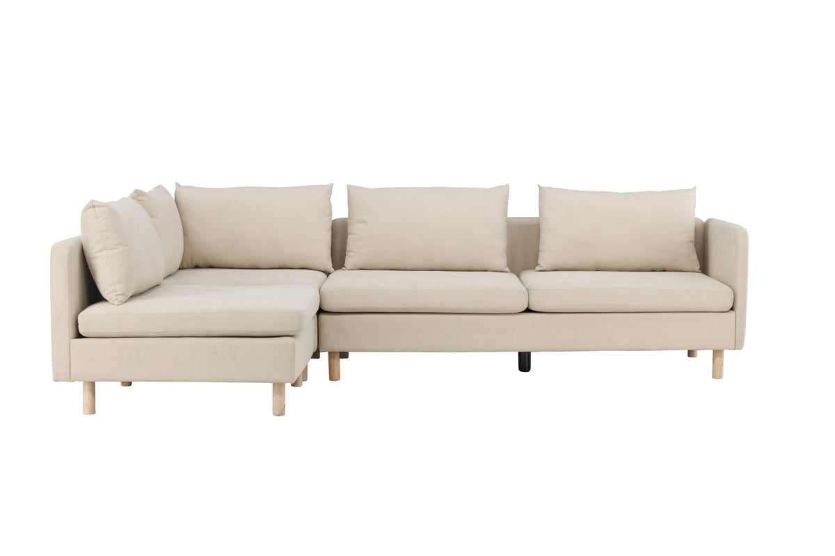 Zero Corner Sofa - Woodlook / Beige Fabric