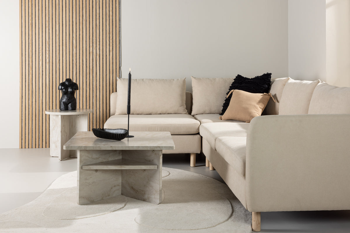 Zero Corner Sofa - Woodlook / Beige Fabric