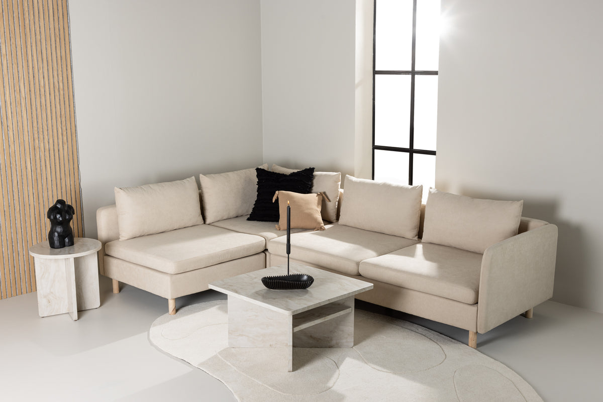 Zero Corner Sofa - Woodlook / Beige Fabric