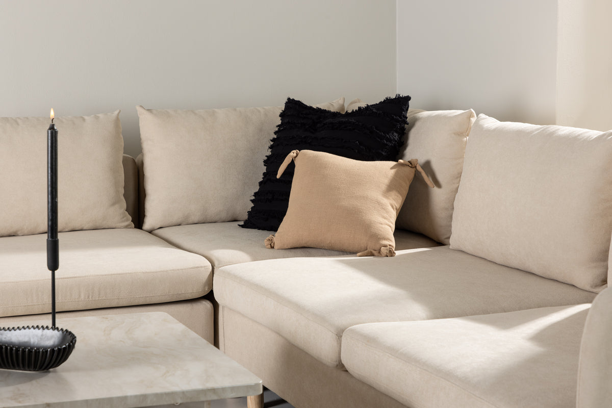 Zero Corner Sofa - Woodlook / Beige Fabric