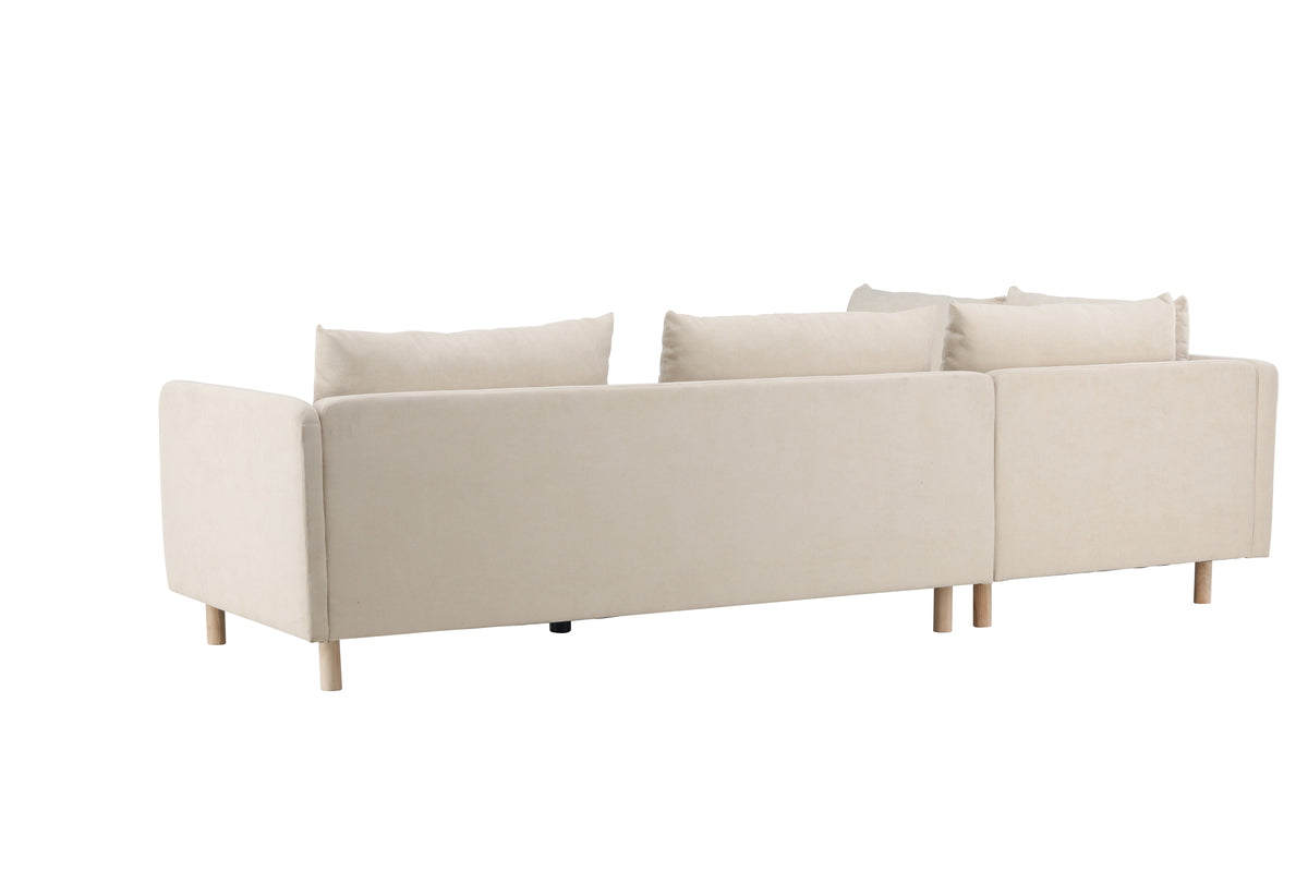 Zero Corner Sofa - Woodlook / Beige Fabric