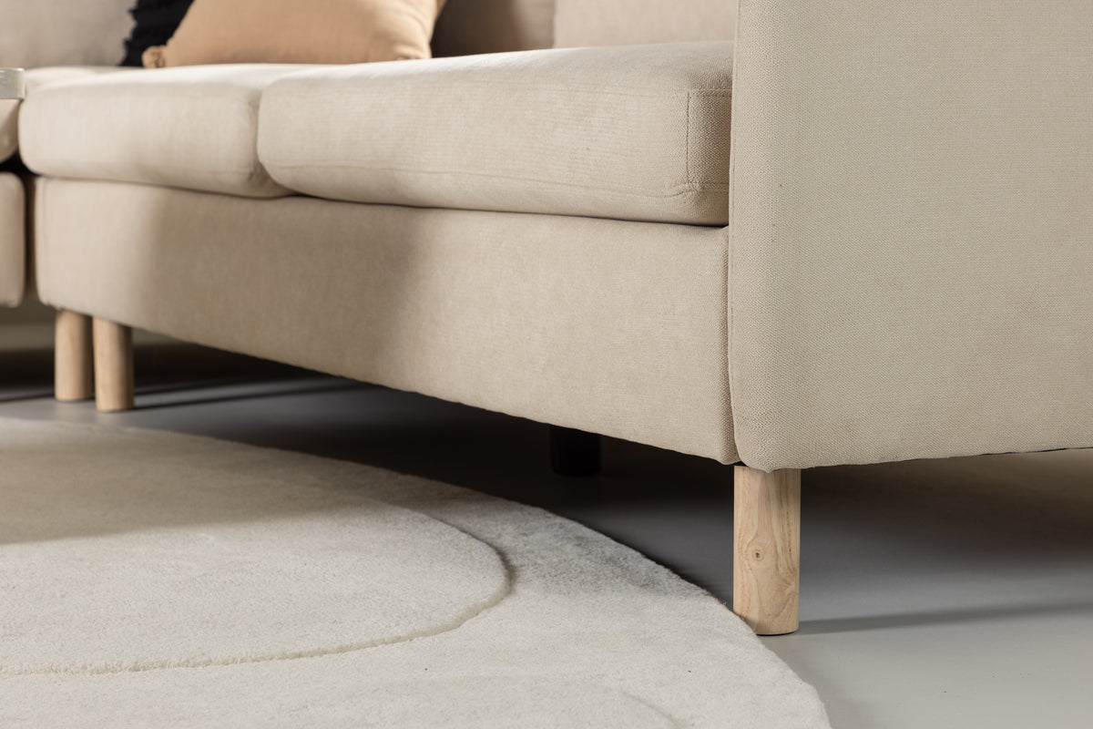 Zero Corner Sofa - Woodlook / Beige Fabric