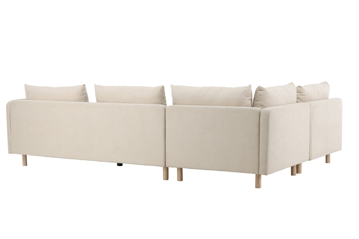 Zero Corner Sofa - Woodlook / Beige Fabric
