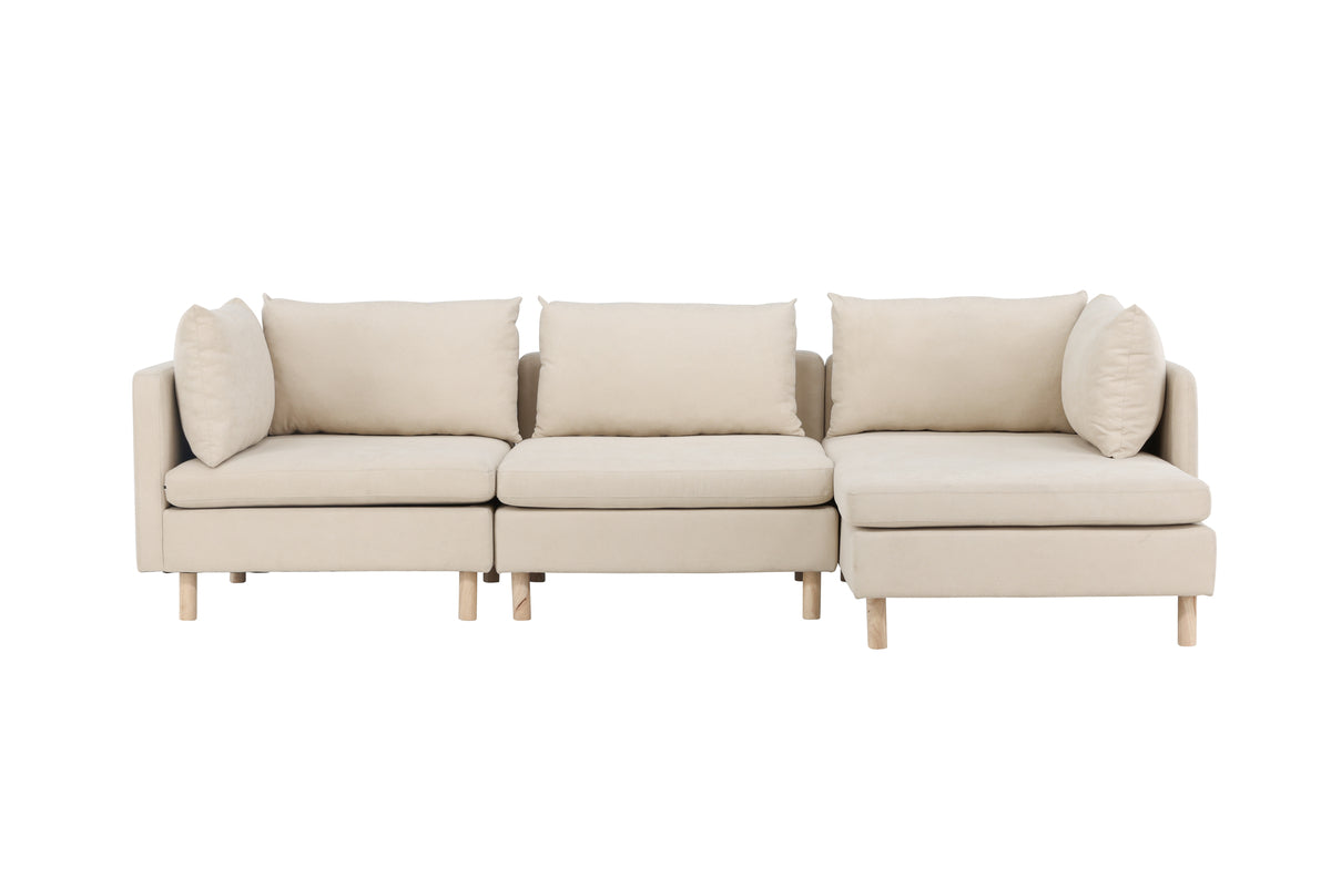 Zero 3-seat Sofa - Woodlook / Beige Fabric