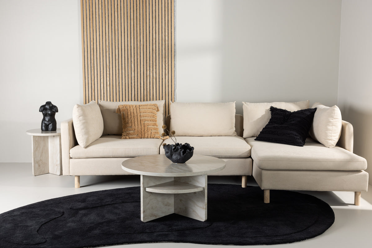Zero 3-seat Sofa - Woodlook / Beige Fabric