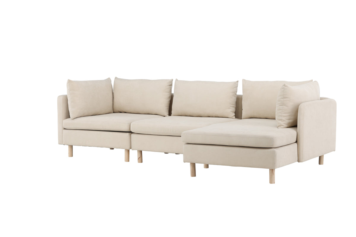 Zero 3-seat Sofa - Woodlook / Beige Fabric