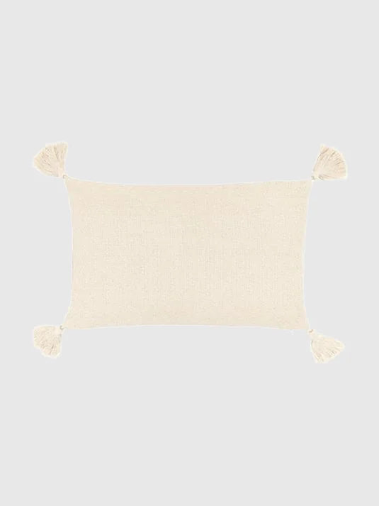 30x50 Kuddfodral med dekorativa tofsar - Beige