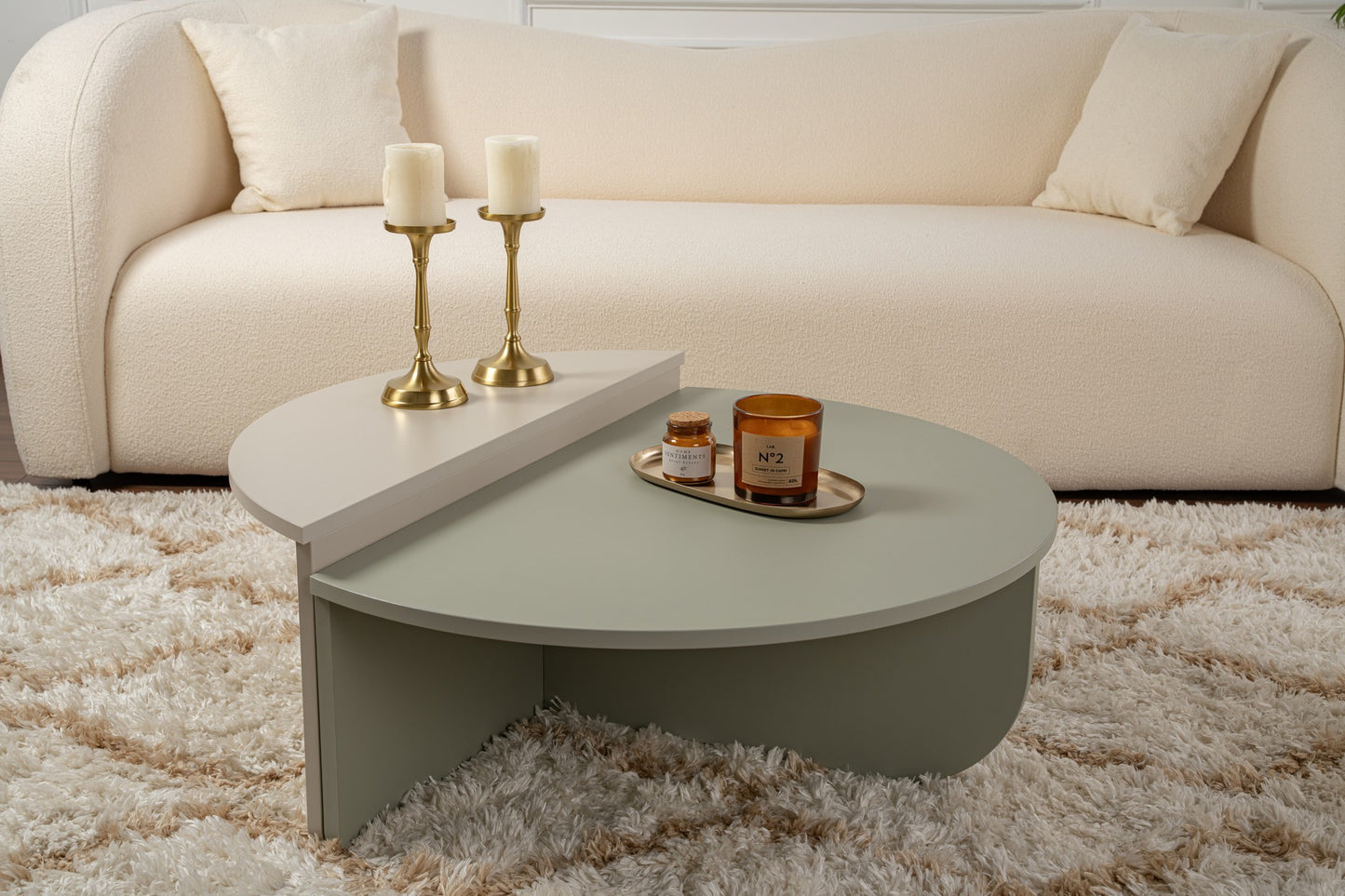 Orio soffbord 90x60 / 85x30 cm - Ash Green, Sandstone