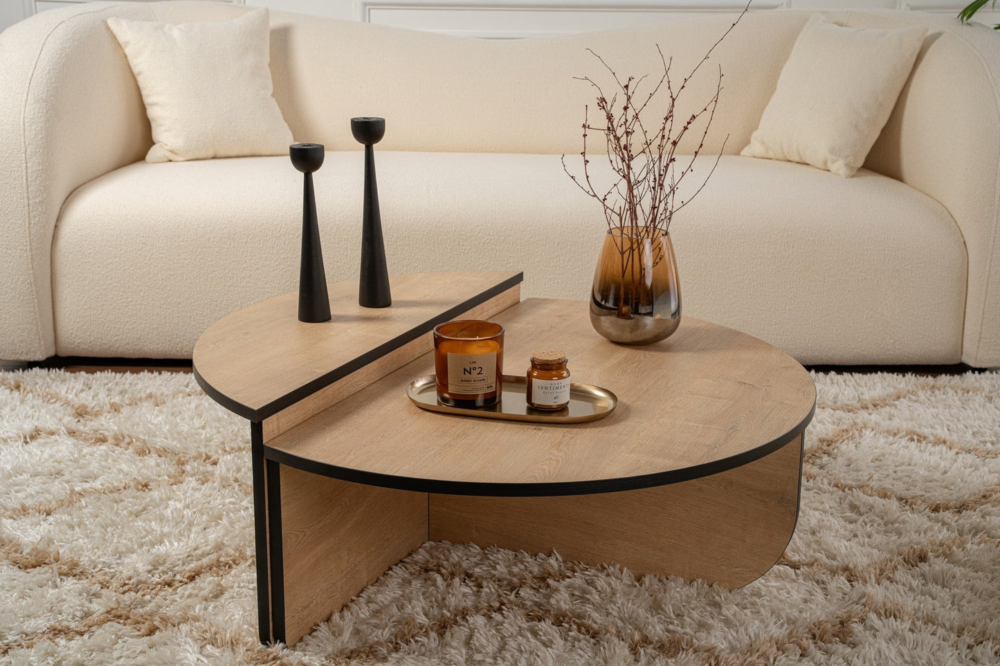 Orio soffbord 90x60 / 85x30 cm - Honey Oak, Black