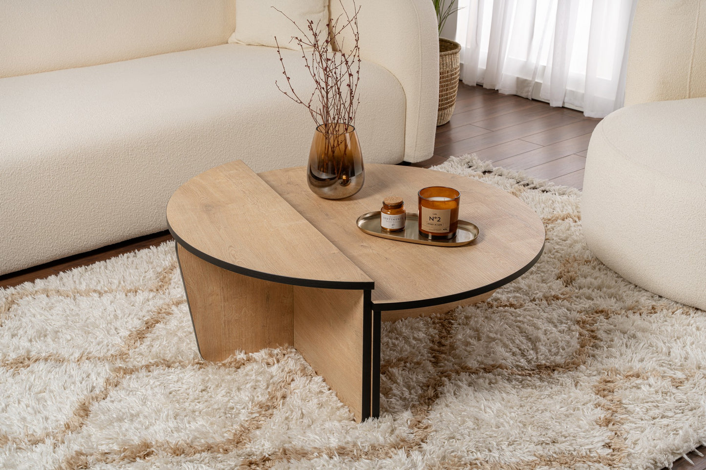 Orio soffbord 90x60 / 85x30 cm - Honey Oak, Black