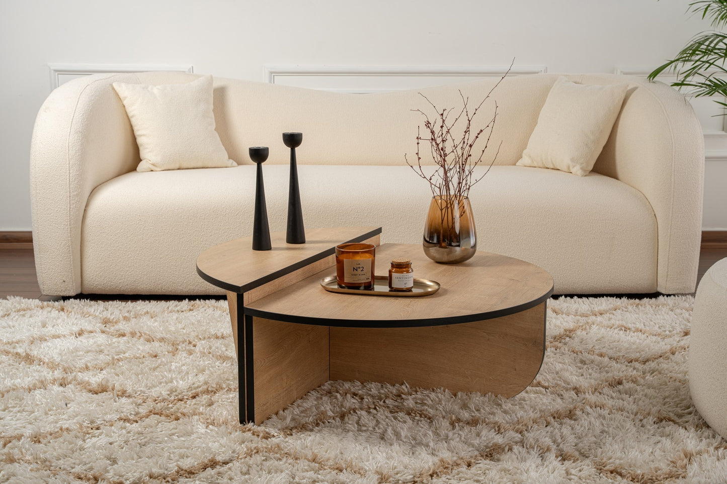Orio soffbord 90x60 / 85x30 cm - Honey Oak, Black