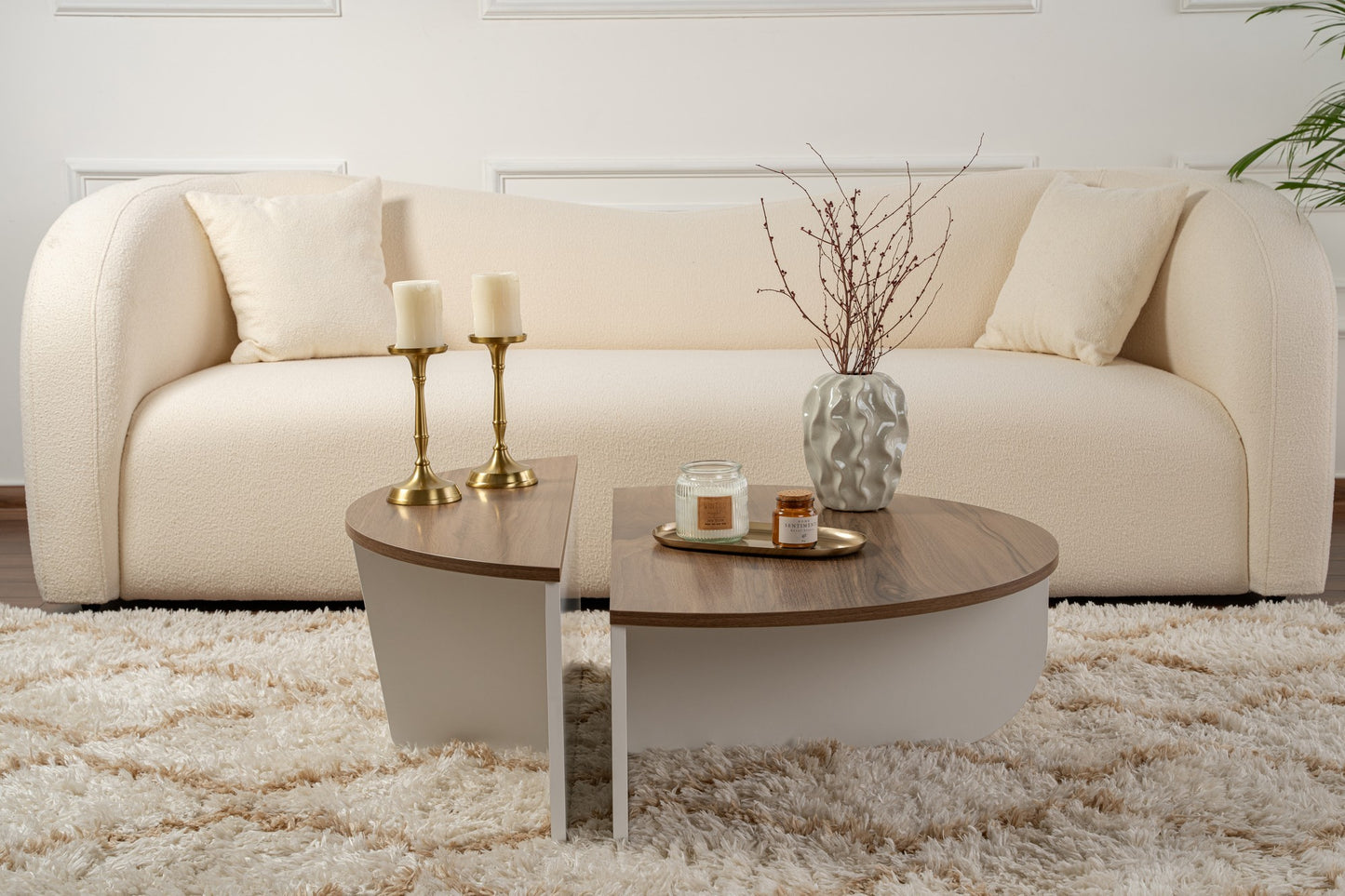Orio soffbord 90x60 / 85x30 cm - Venezia Walnut, White
