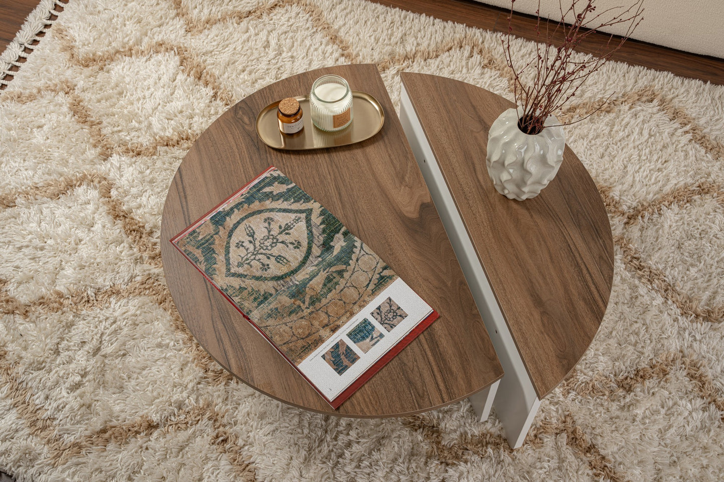 Orio soffbord 90x60 / 85x30 cm - Venezia Walnut, White