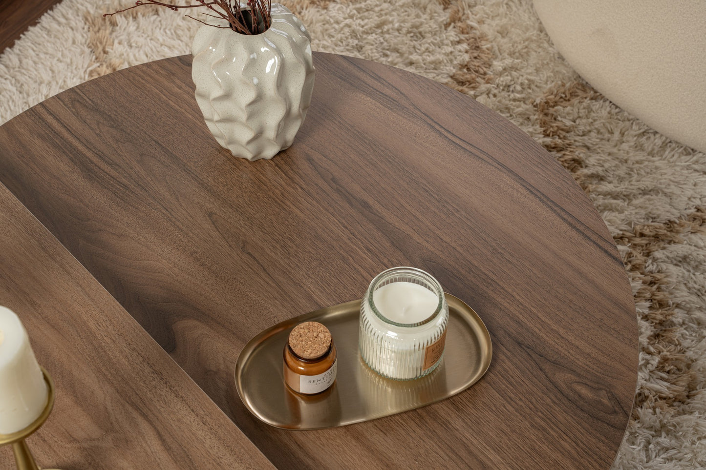 Orio soffbord 90x60 / 85x30 cm - Venezia Walnut, White