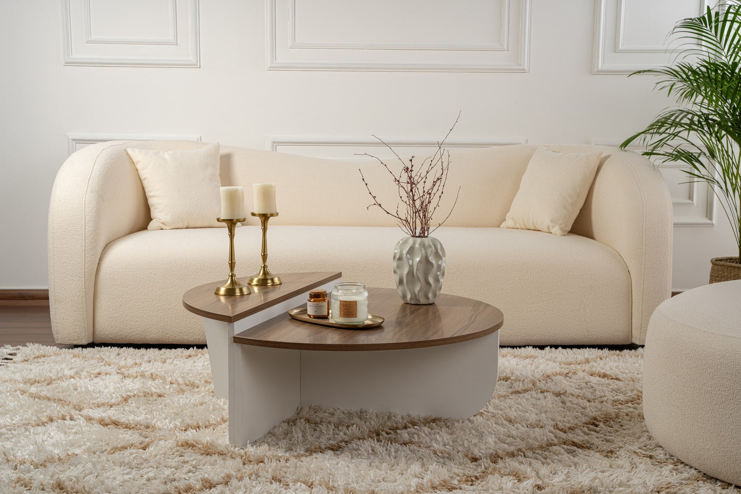 Orio soffbord 90x60 / 85x30 cm - Venezia Walnut, White