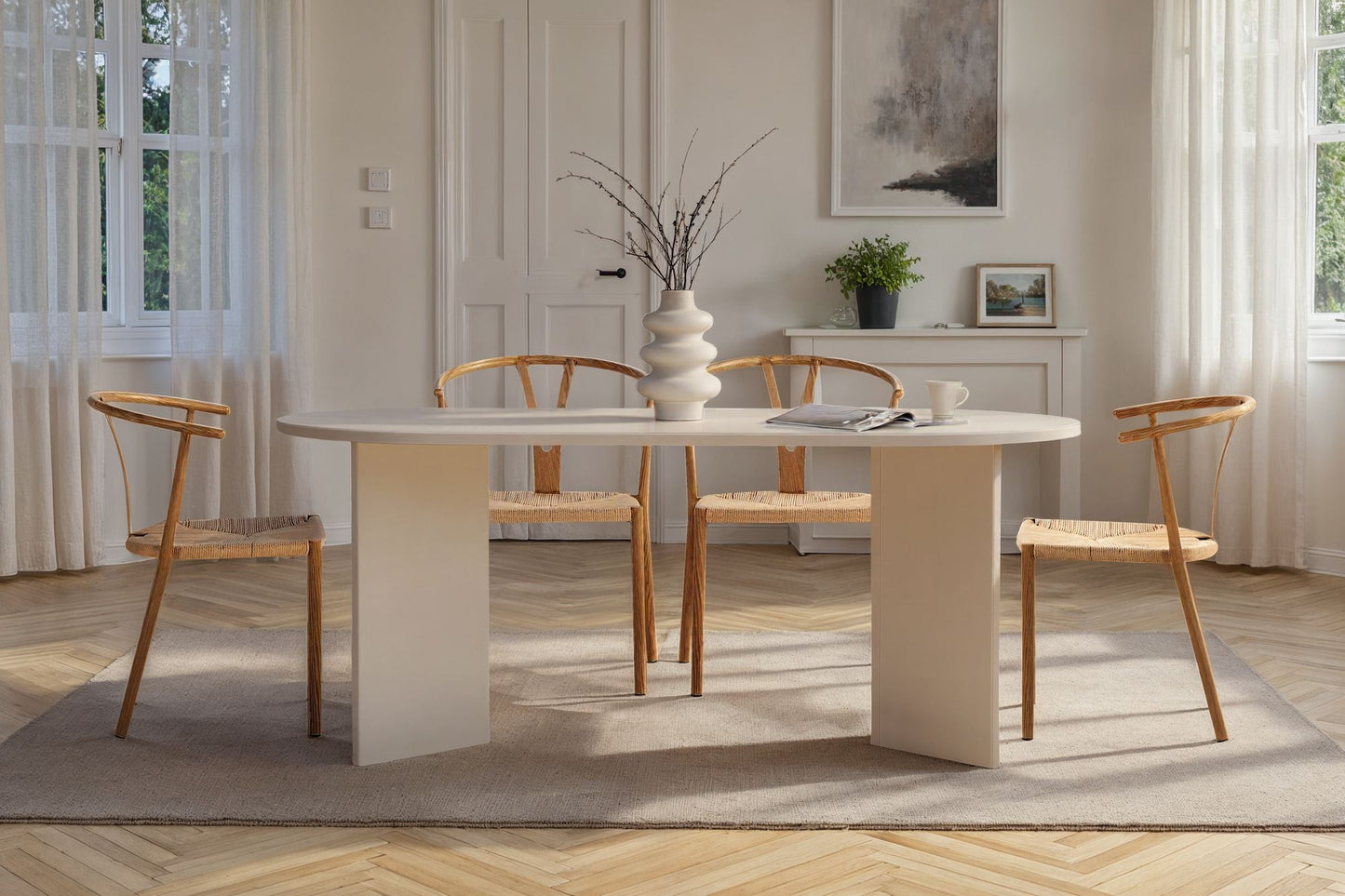 Sablin Ovalt matbord 180 cm - Wood White