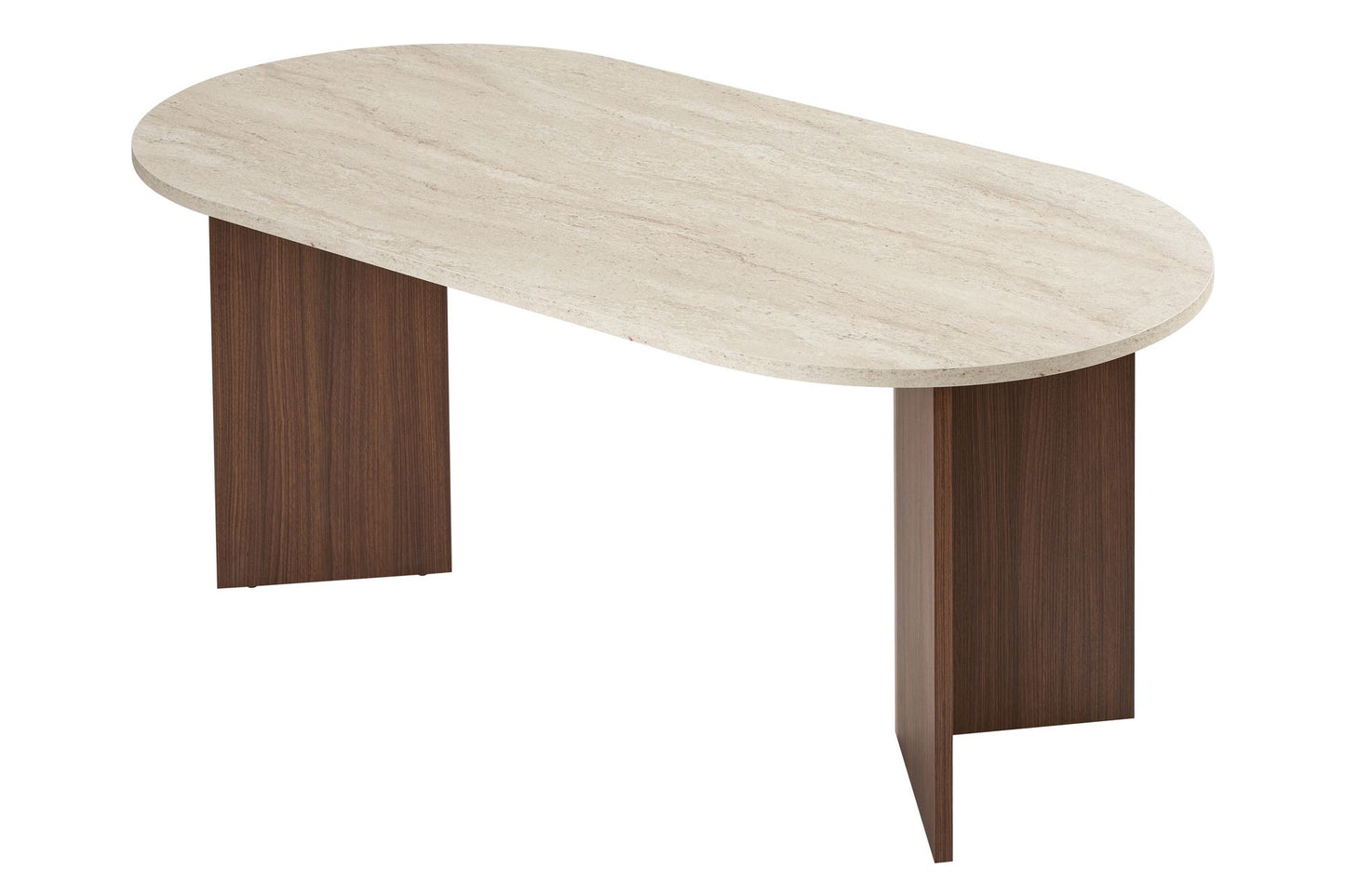 Sablin Ovalt matbord 180 cm - Travertine, Milano Walnut