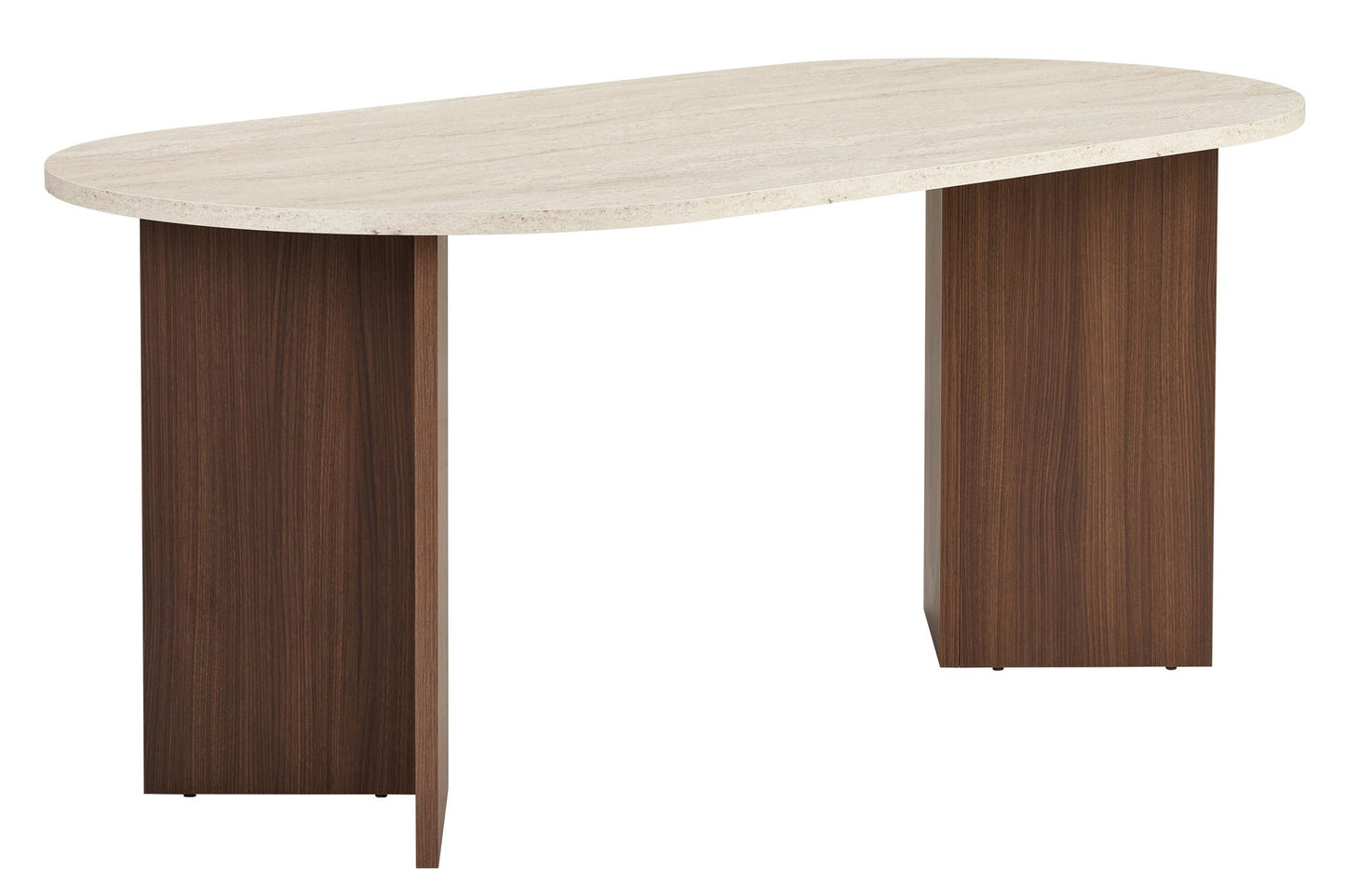 Sablin Ovalt matbord 180 cm - Travertine, Milano Walnut
