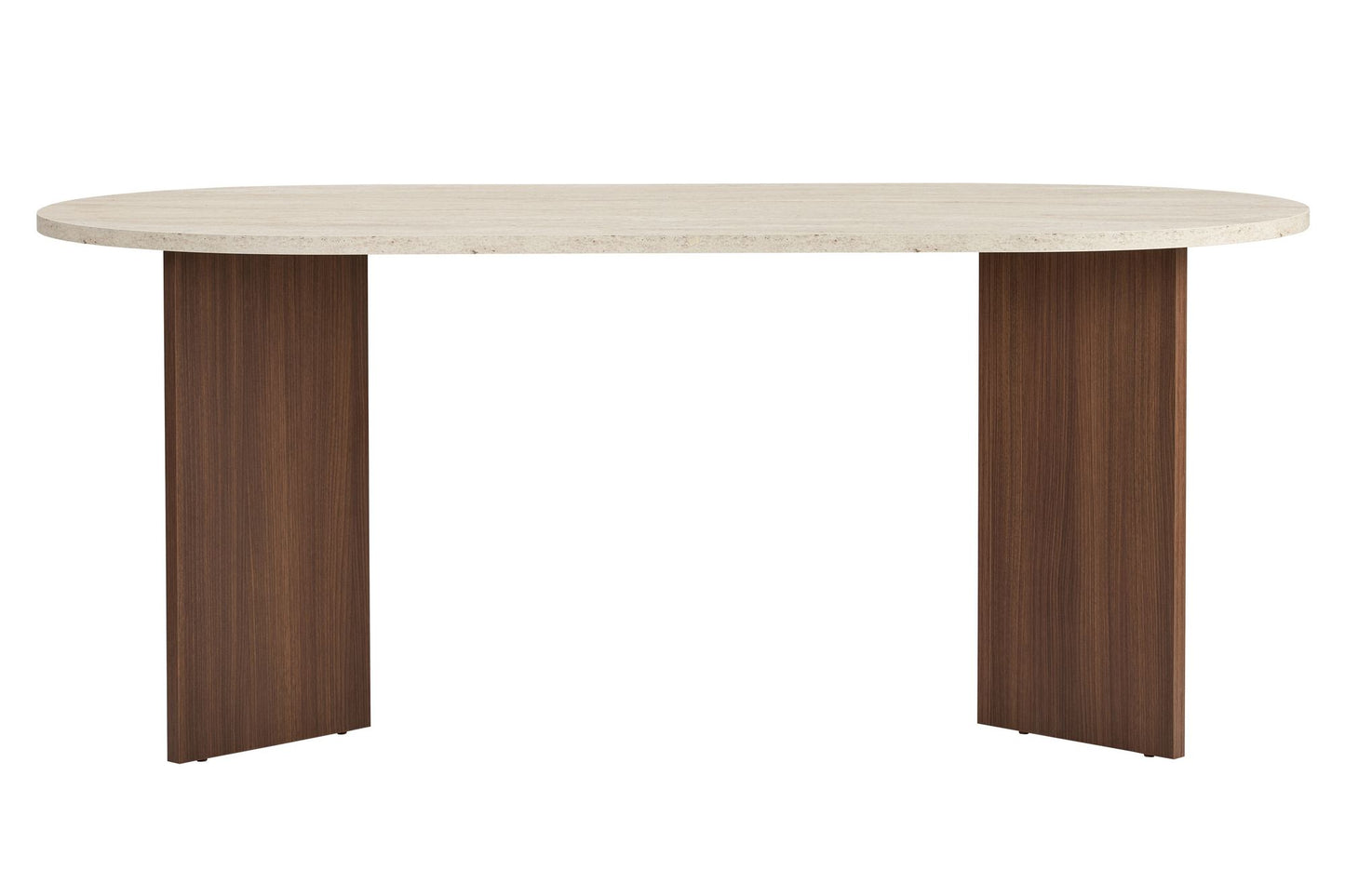 Sablin Ovalt matbord 180 cm - Travertine, Milano Walnut