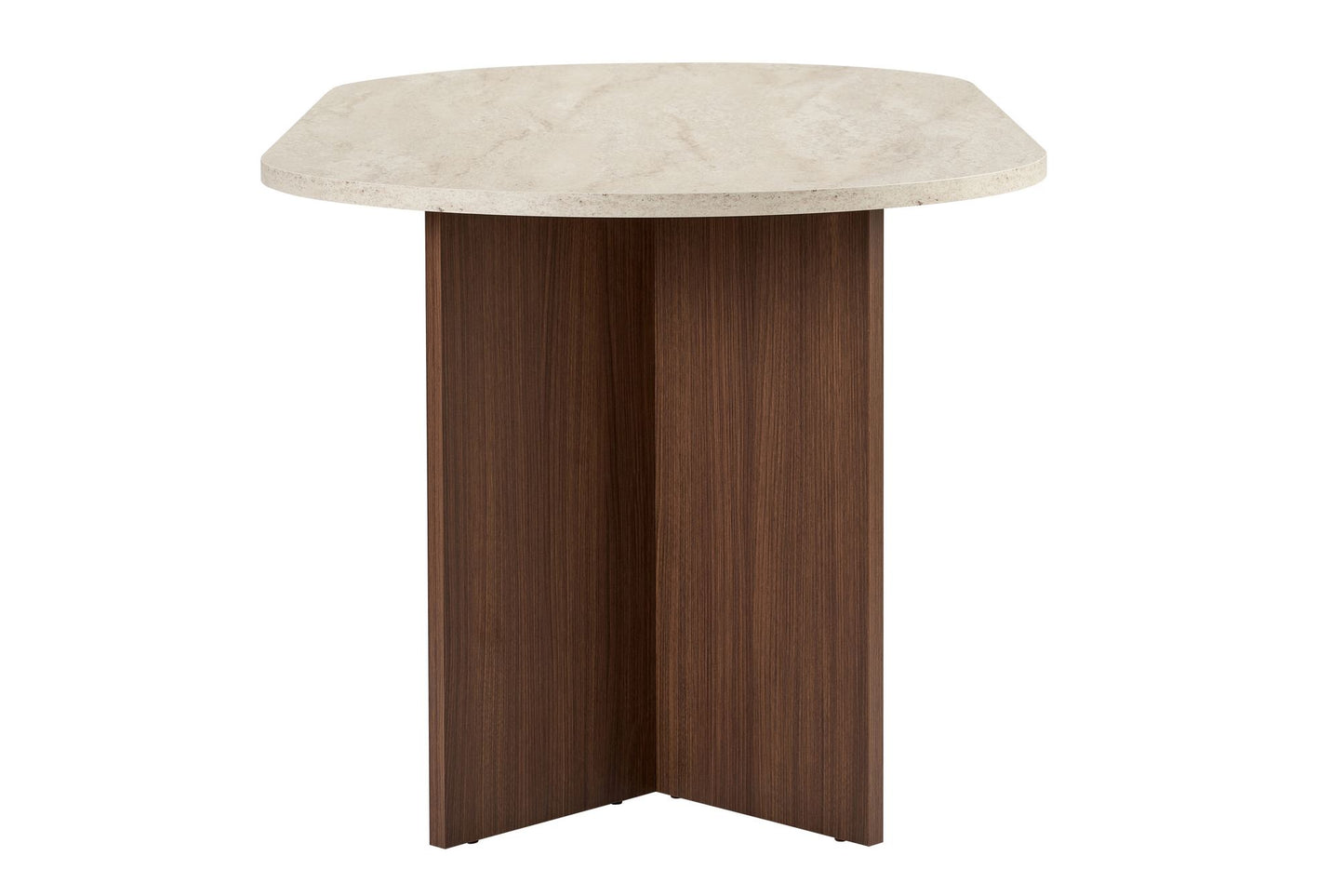 Sablin Ovalt matbord 180 cm - Travertine, Milano Walnut