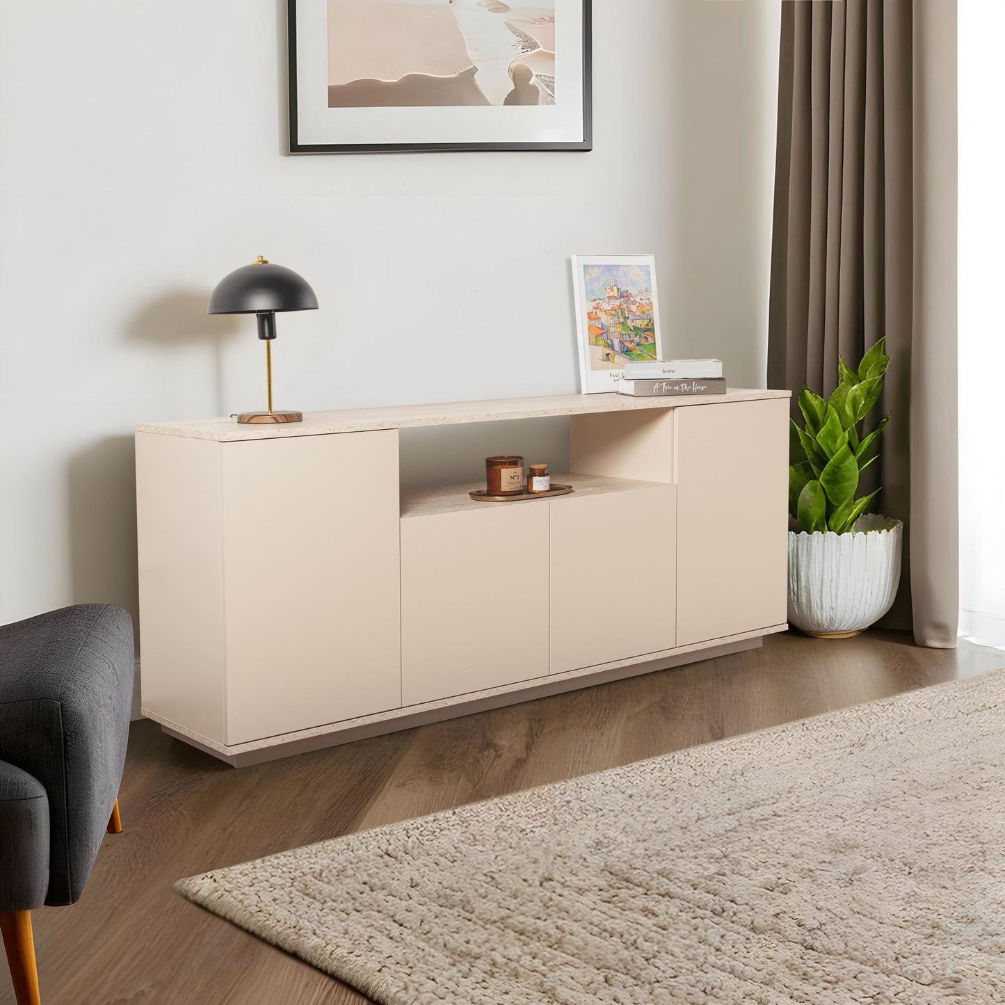 Arista 180x44,5x75 cm - Antracit, Atlantfuru, Kashmir, Mink, Travertin, Vit, Atlantfuru, Cadiz-Ek, Valnötskonsol Trösta