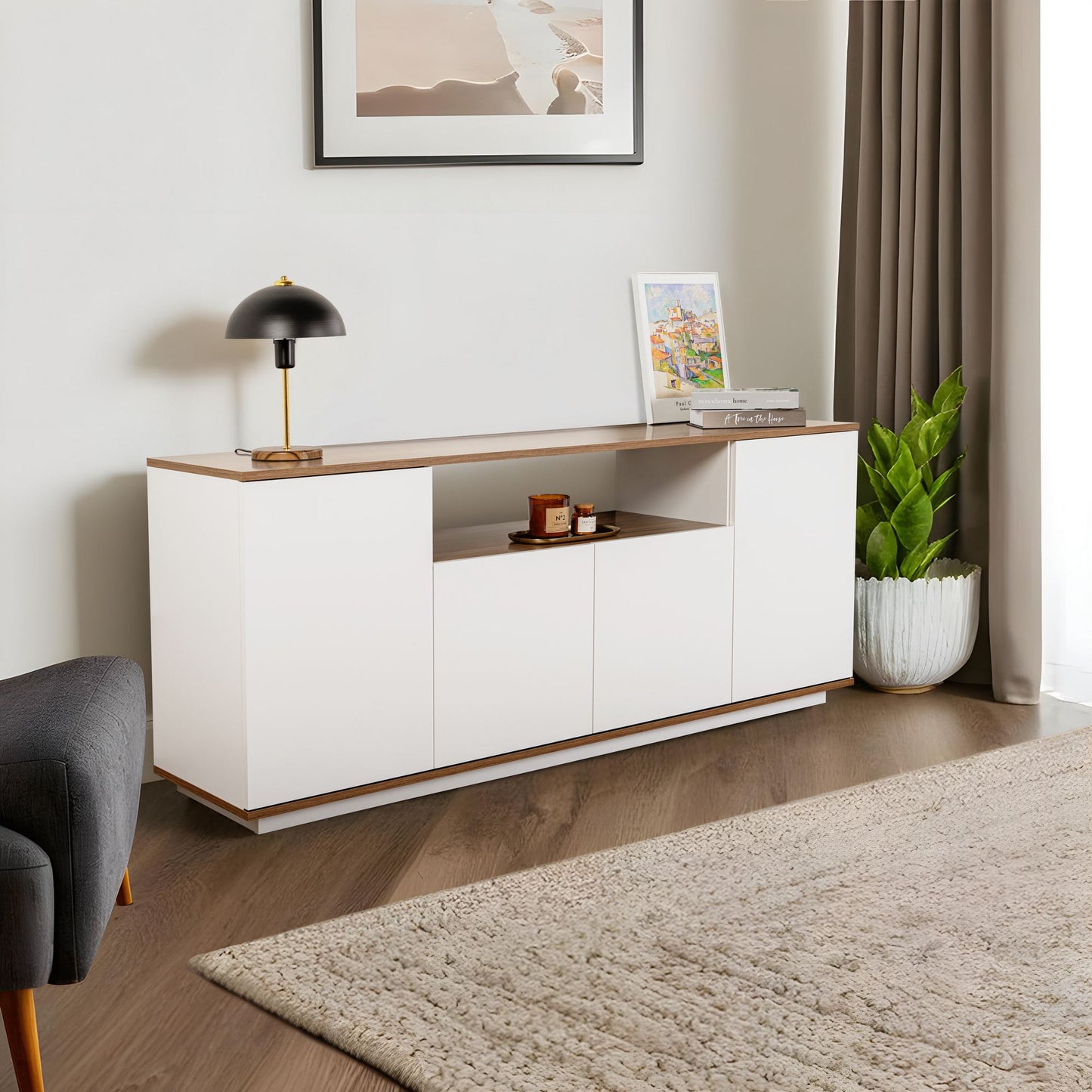Arista 180x44,5x75 cm - Antracit, Atlantfuru, Kashmir, Mink, Travertin, Vit, Atlantfuru, Cadiz-Ek, Valnötskonsol Trösta