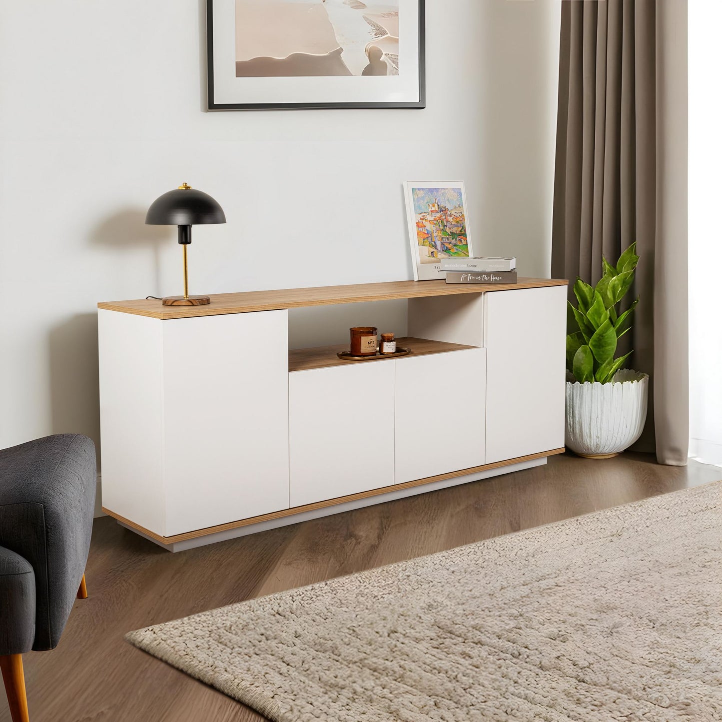 Arista 180x44,5x75 cm - Antracit, Atlantfuru, Kashmir, Mink, Travertin, Vit, Atlantfuru, Cadiz-Ek, Valnötskonsol Trösta