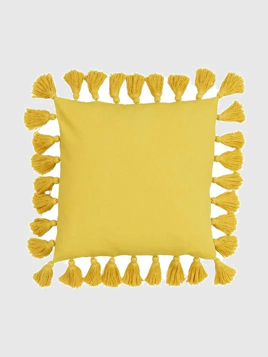 40x40 Kuddfodral med tofsar - Gul