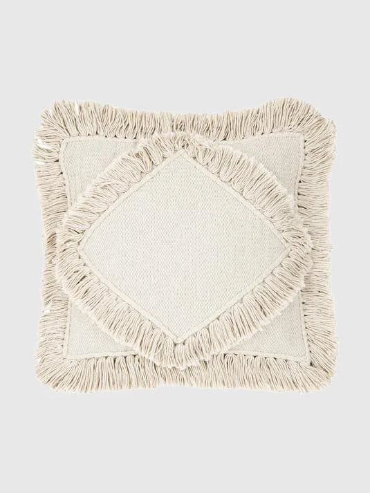 45x45 Kuddfodral med fransar - Beige