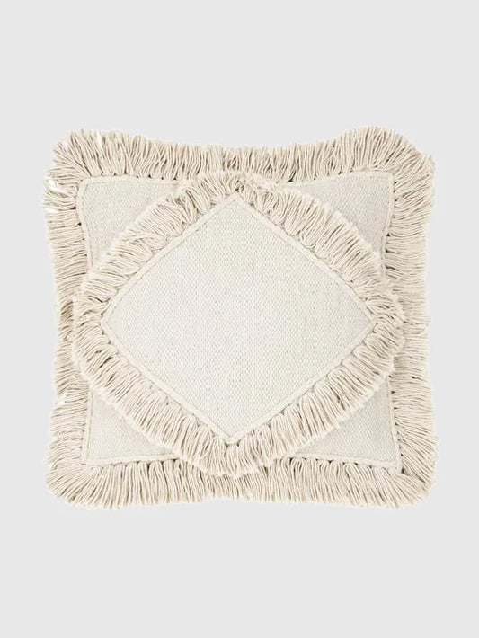 45x45 Kuddfodral med fransar - Beige