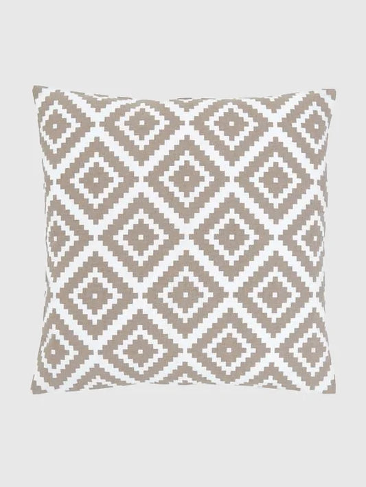 45x45 Kuddfodral med grafiskt mönster - Taupe/Vit
