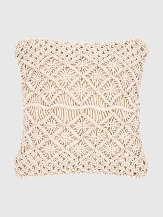 45x45 Kuddfodral med macrame mönster - Ecru
